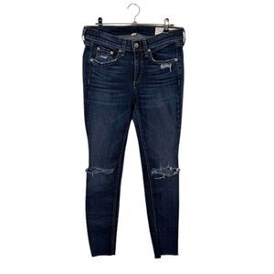 Rag & Bone Ankle Skinny Jeans Distressed Raw Hem Franklin Whole Wash Size 25